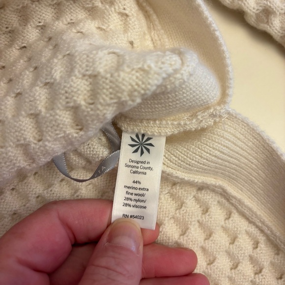 Athleta Womens XL Cream Honeycomb Wool Blend Knit Long Sleeve Tunic Top Athletic - Picture 4 of 9